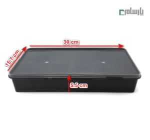ظرف ماکروویوی مستطیل 2000 سی سی مشکی-ابعاد