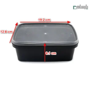 ظرف ماکروویوی مستطیل 1200 سی سی مشکی-ابعاد