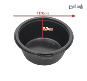 ظرف یکبارمصرف پلی پرو گرد 375 سی سی-ابعاد