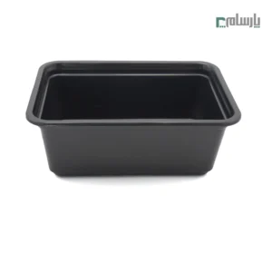ظرف یکبار مصرف تک پرسی مشکی مستطیل با درب شفاف پریما-🍱ظرف مقاوم برای وعده کامل-درب دار