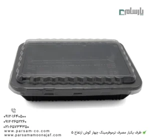 ظرف یکبار مصرف ترموفرمینگ کد 300 آیاتای -🍱 ظرف ترموفرمینگ چهارگوش ارتفاع ۵ | ظرف کوچک و کاربردی-زاویه دیگر
