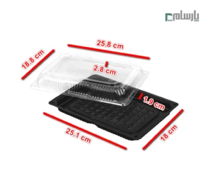 ظرف یکبار مصرف زیره و رویه تک خانه بزرگ مشکی-ابعاد
