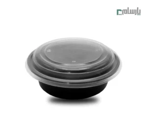 ظرف یکبار مصرف اسمارت هات 5 سانت پریما-🥗 ظرف گرد ماکروویوی مشکی | مخصوص سالاد سزار و غذاهای گرم