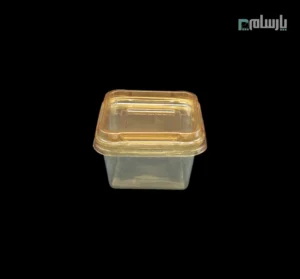 ظرف یکبار مصرف فینگر کاپ مربع زیره طلایی-پت-🍮 ظرف فینگر کاپ مربع زیره طلایی پت | لوکس و شیک برای مهمانی