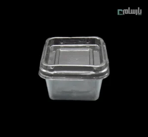 ظرف یکبار مصرف فینگر کاپ مربع زیره مشکی-پت-🍮 ظرف فینگر کاپ مربع زیره مشکی پت | بستهبندی جذاب فستفود