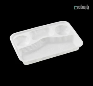 ظرف یکبار مصرف گیاهی چهار خانه کبابی فانتزی آملون