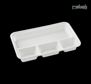 ظرف گیاهی یکبار مصرف چهار خانه کبابی آملون