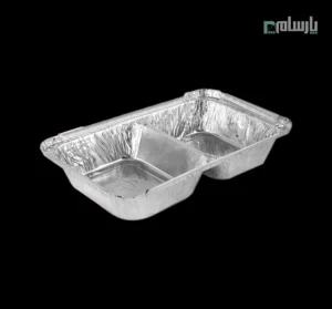 ظرف یکبار مصرف دو خانه مرغی عمیق آلومینیومی پارسه کد 220