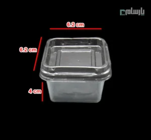 ظرف یکبار مصرف فینگر کاپ مربع زیره مشکی-پت-ابعاد