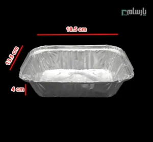 ظرف یکبار مصرف آلومینیومی نیم پرسی کد ۱۱۱-زرد-ابعاد