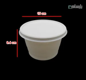 سطل یکبار مصرف گیاهی ۱۰۰۰ سی سی سایز متوسط آملون-ابعاد