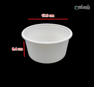 سطل یکبار مصرف گیاهی ۱۳۰۰ سی سی کوتاه آملون-ابعاد