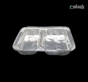 ظرف یکبار مصرف دو خانه مرغی کوچک آلومینیومی پارسه-کد 224-ظرف دو خانه مرغی کوچک پارسه کد 224 🍴 مناسب غذای بیرونبر