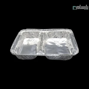 ظرف یکبار مصرف دو خانه مرغی کوچک آلومینیومی پارسه-کد 224-ظرف دو خانه مرغی کوچک پارسه کد 224 🍴 مناسب غذای بیرونبر