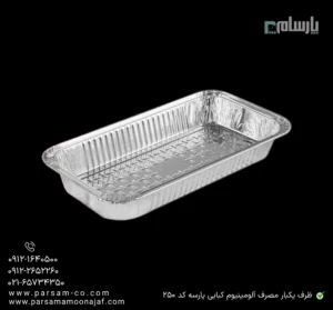 ظرف یکبار مصرف آلومینیوم کبابی پارسه کد 250-زاویه دیگر