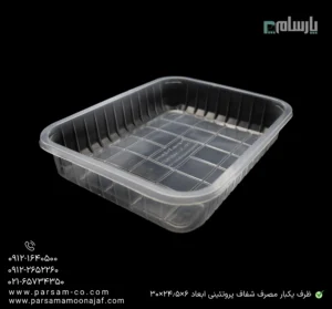 ظرف یکبار مصرف شفاف پروتئینی ابعاد 6×24.5×30-زاویه دیگر