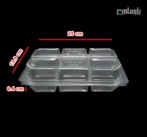 ظرف رولتی 6 خانه یکبار مصرف-پت-ابعاد