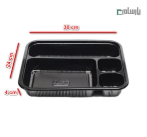 ظرف یکبار مصرف چهار خانه مشکی مهر پارسا کد 405-ابعاد