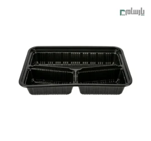 ظرف یکبار مصرف مشکی سه خانه کد 703 مهر پارسا