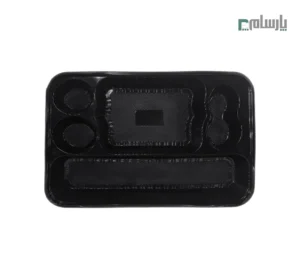 دیس یکبار مصرف مشکی 5 خانه مهرپارسا کد 905 – 🍱 دیس پنجخانه مشکی مهرپارسا | مناسب پذیرایی و فستفود