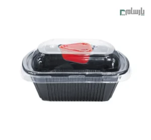 ظرف یکبار مصرف کد 608 مهرپارسا با درب کاپ سس – 🥗 ظرف مشکی 608 مهرپارسا | همراه درب کاپ سس