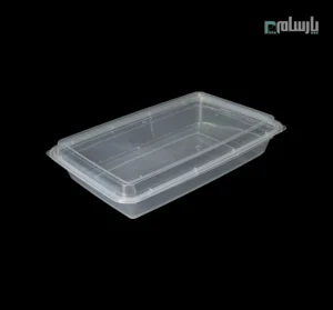ظرف یکبار مصرف 2200 سی سی شفاف مستطیل ماکروویو پولاد پویش – 🍱 ظرف مستطیل ۲۲۰۰ سیسی | ظرف بزرگ غذا
