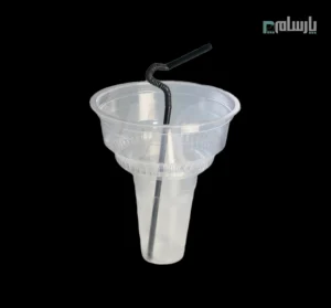 ظرف و لیوان یکبار مصرف کوچک اسنک هولدر (لوکاپ) شفاف آیاتای – 🥤 مناسب برای سرو همزمان اسنک و نوشیدنی | سبک، مقاوم و کاربردی
