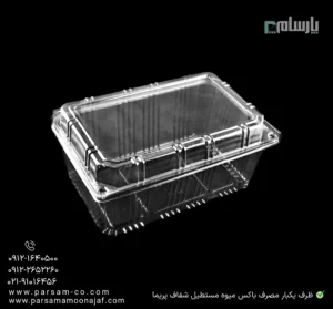 ظرف یکبار مصرف باکس میوه مستطیل شفاف پریما - 🍇 باکس شفاف مستطیلی مخصوص بستهبندی میوه-زاویه دیگر