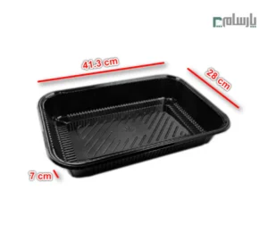 دیس یکبار مصرف خانواده مشکی بلند مستطیل پریما-ابعاد