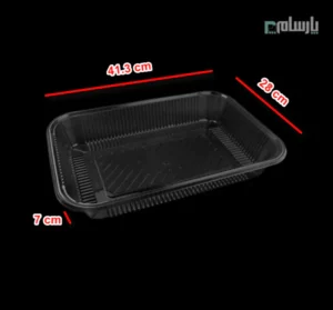 دیس یکبار مصرف خانواده بلند مستطیل شفاف پریما-ابعاد