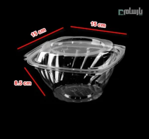 ظرف یکبار مصرف یاقوت بلند شفاف پریما-ابعاد