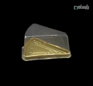 ظرف یکبار مصرف اسلایس کیک مثلثی زیره طلایی مات-پت