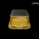 ظرف یکبار مصرف بنتو کیک مربع زیره طلایی مات-پت