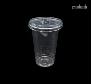 لیوان یکبار مصرف کلاسیک 450 سی سی درب تخت شفاف دهانه 95 پانچ دار