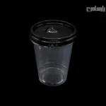 لیوان یکبار مصرف کلاسیک 400 سی سی درب تخت دهانه 95 مشکی پانچ دار
