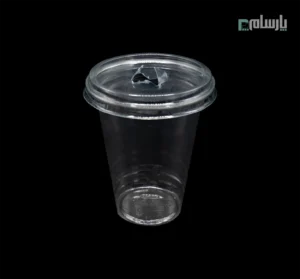 لیوان یکبار مصرف کلاسیک 350 سی سی درب تخت شفاف دهانه 95 پانچ دار