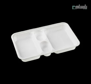 ظرف یکبار مصرف گیاهی چهار خانه مرغی کلاسیک آملون