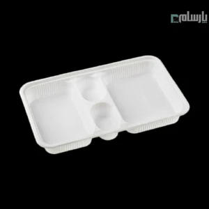 ظرف یکبار مصرف گیاهی چهار خانه مرغی کلاسیک آملون