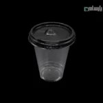 لیوان یکبار مصرف کلاسیک 350 سی سی درب تخت دهانه 95 مشکی پانچ دار