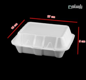 ظرف یکبار مصرف دیپلمات سه خانه فوم کاسپین-ابعاد