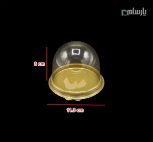 کاپ کیک گرد یکبار مصرف رویه شفاف و زیره طلایی مات-پت-ابعاد