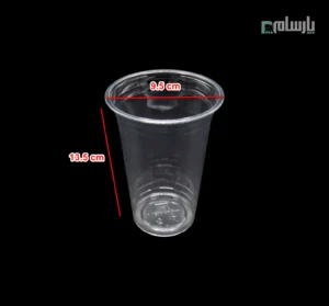 لیوان یکبار مصرف کلاسیک 450 سی سی درب تخت دهانه 95 مشکی پانچ دار-ابعاد لیوان کلاسیک
