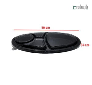 دیس یکبار مصرف چلو خورشتی 4 خانه مشکی توسکا پلاستیک-ابعاد